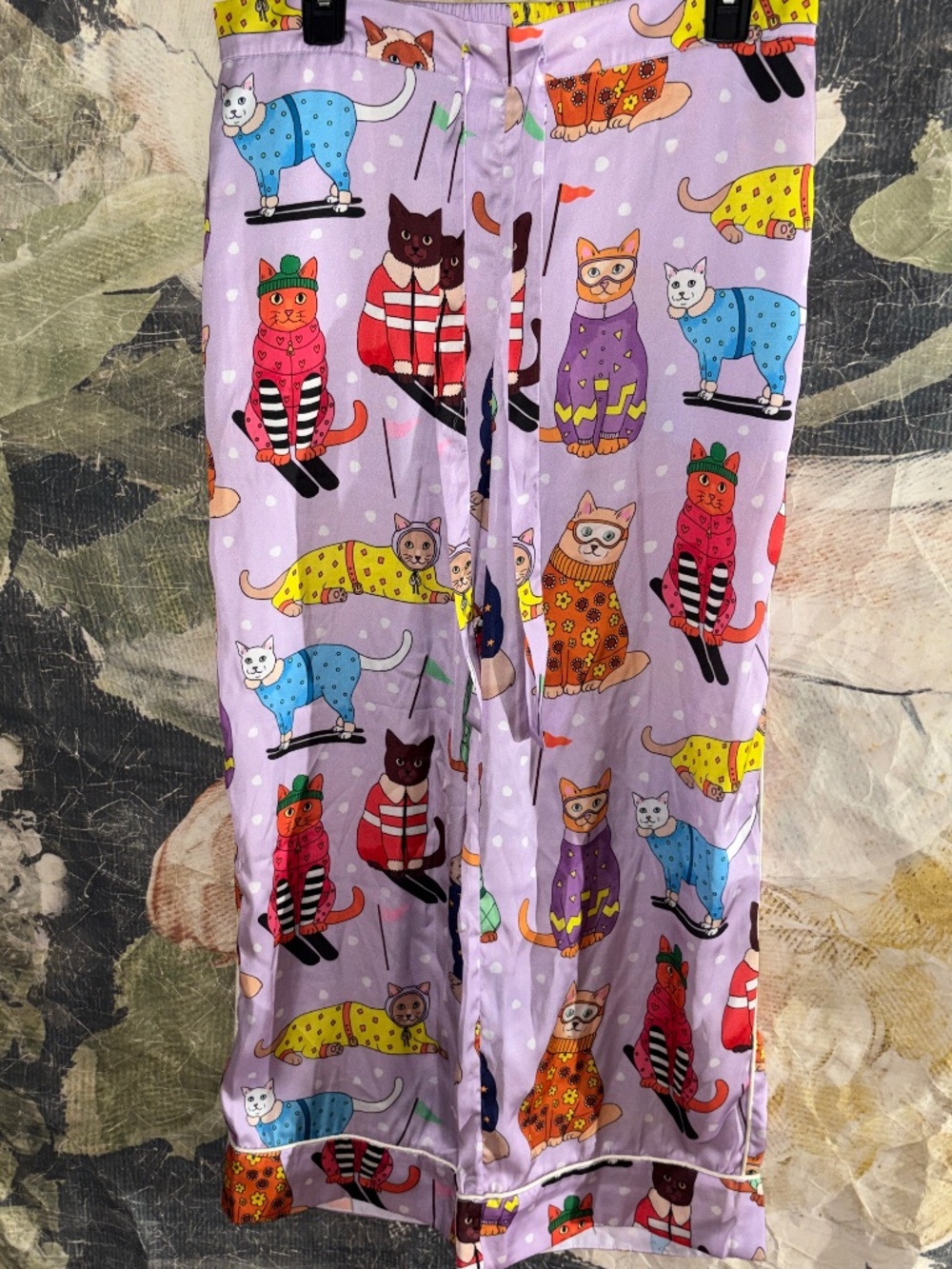 Karen Mabon Skiing Cats Pajama Bottoms ONLY